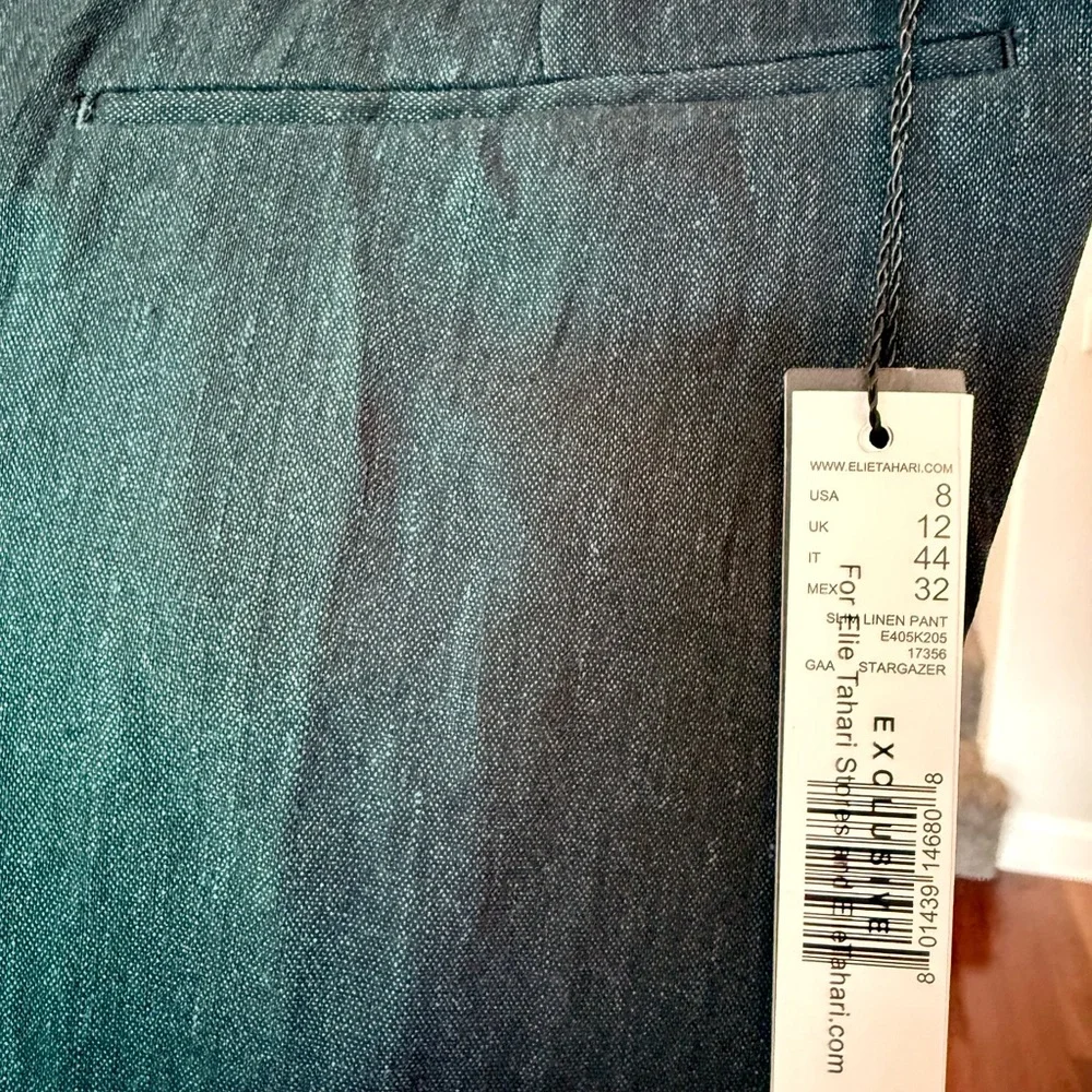 NWT Elie Tahari Linen Blend Navy Pants - Picture 6 of 8
